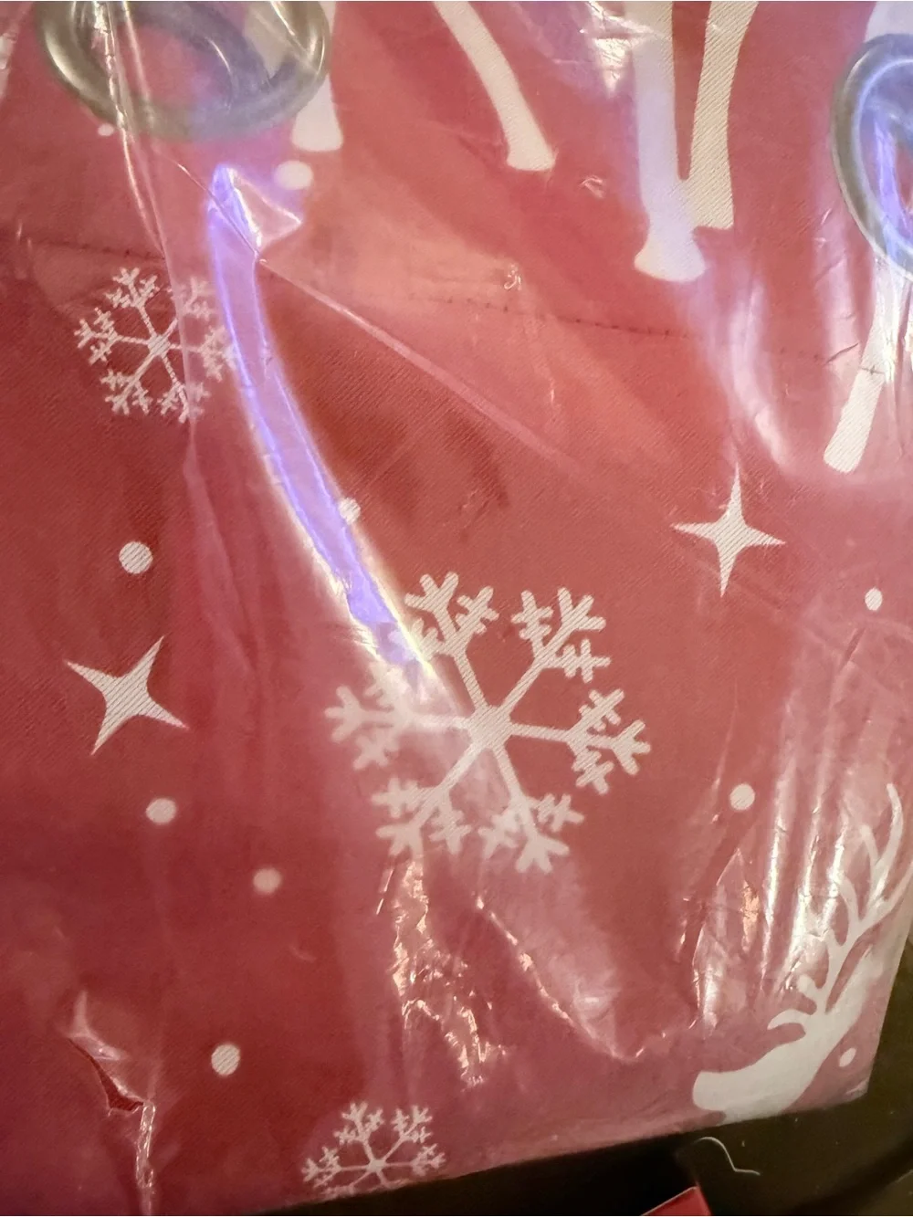Bonzer Blackout Curtains Red and White with a Snowflake and Deer Design